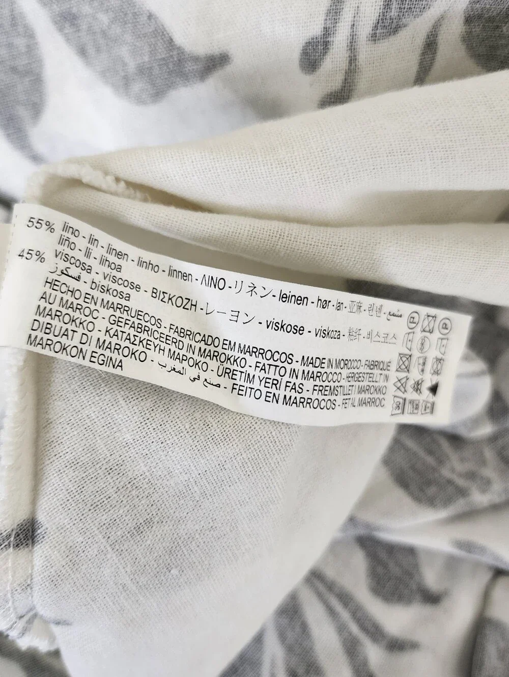Zara Cream & Black Floral Linen Blend Button-Front Fit-and-Flare Dress Large - Picture 15 of 16